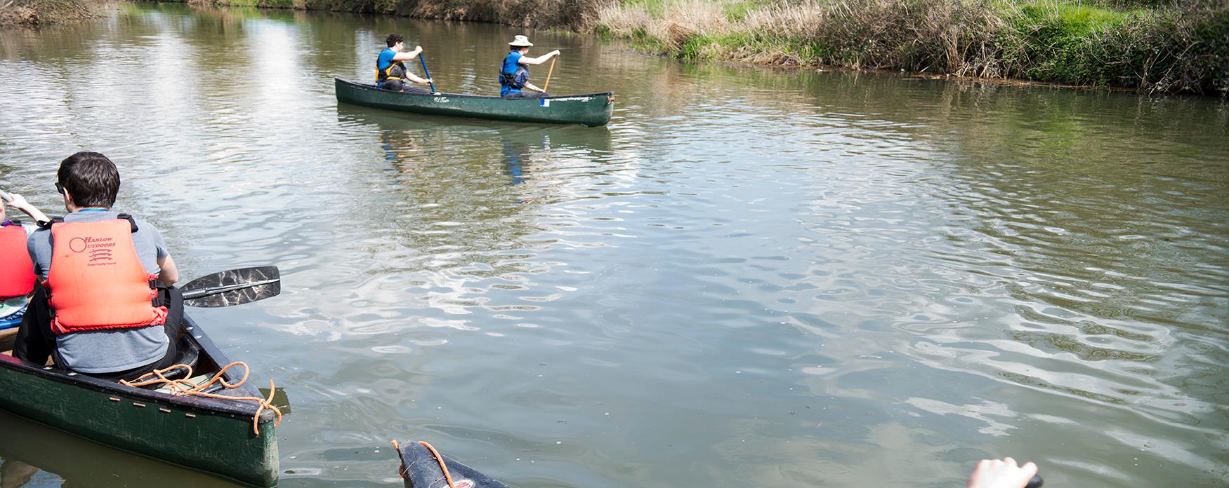 A group of canoeists on the Chelmer and Blackwater Navigation