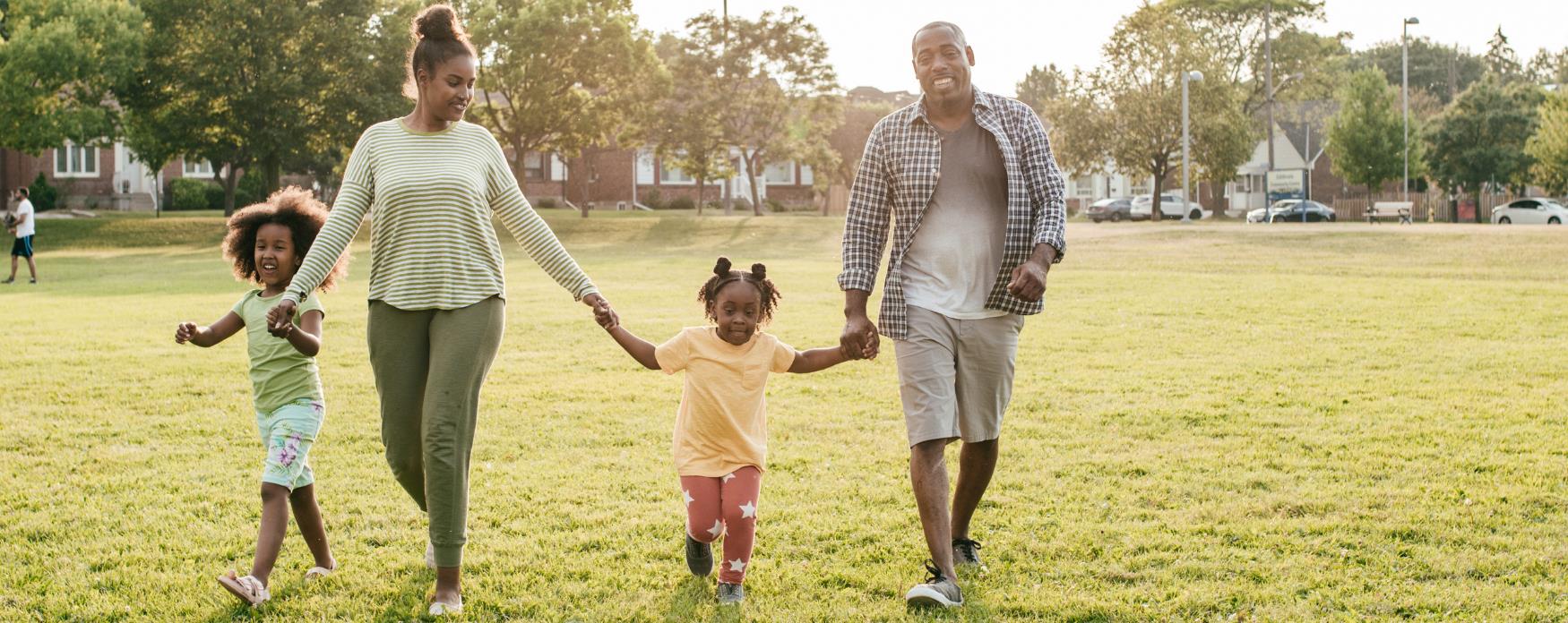 A family going for a walk