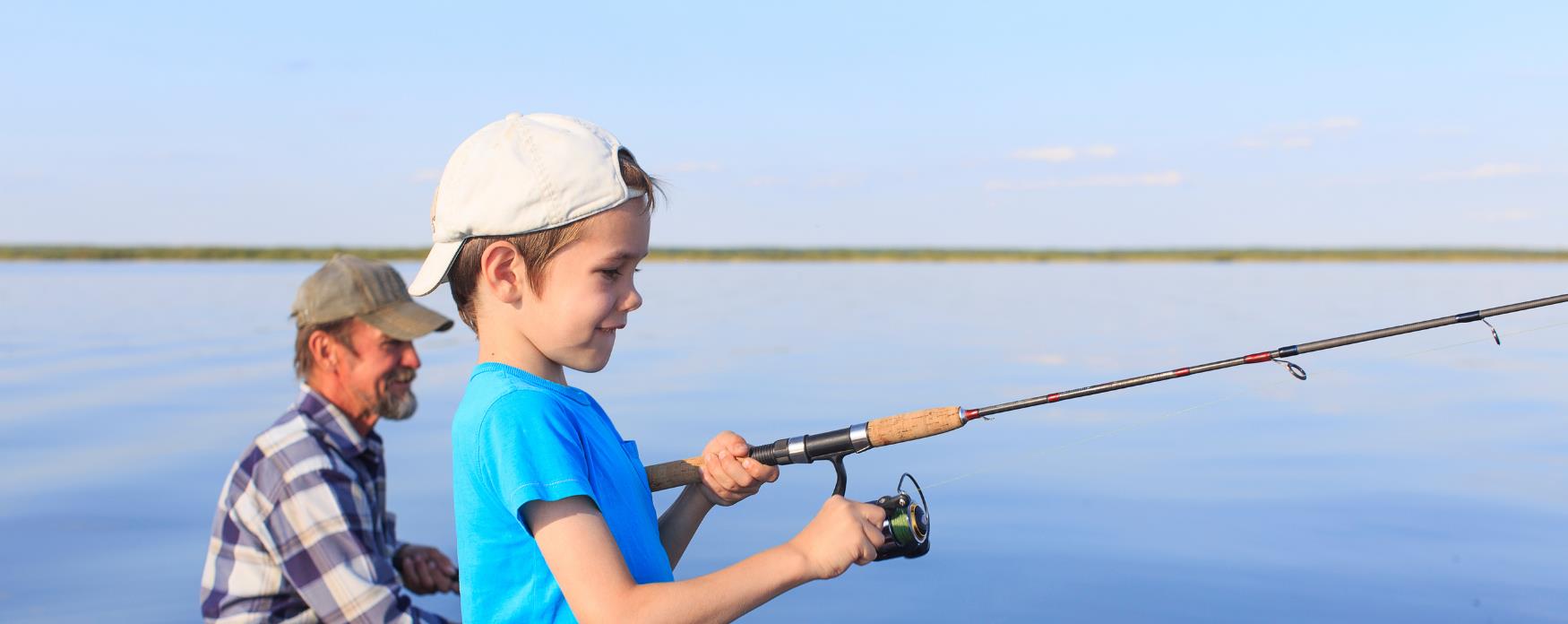 A man and boy fishing