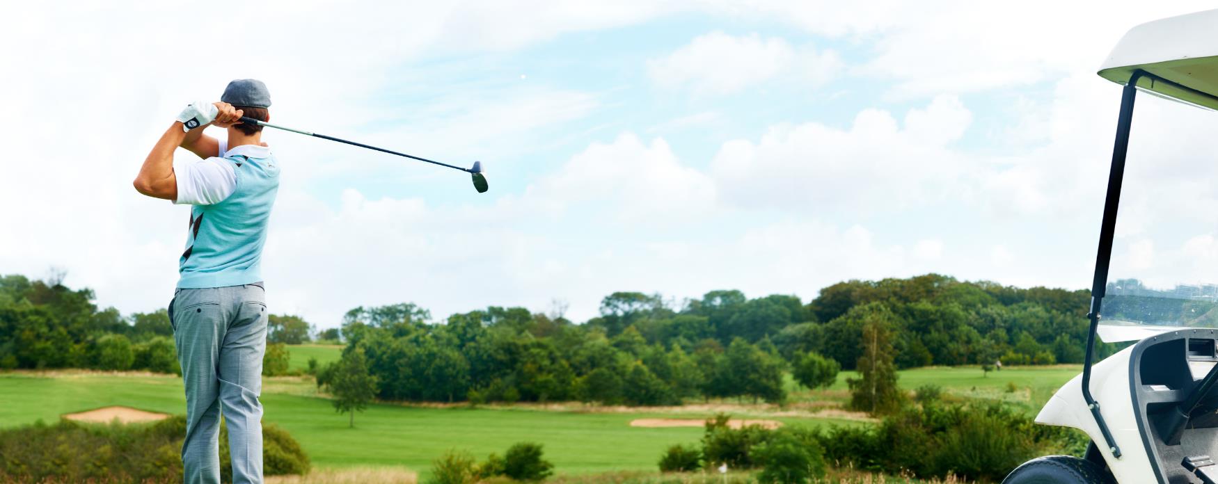 A golfer taking a shot