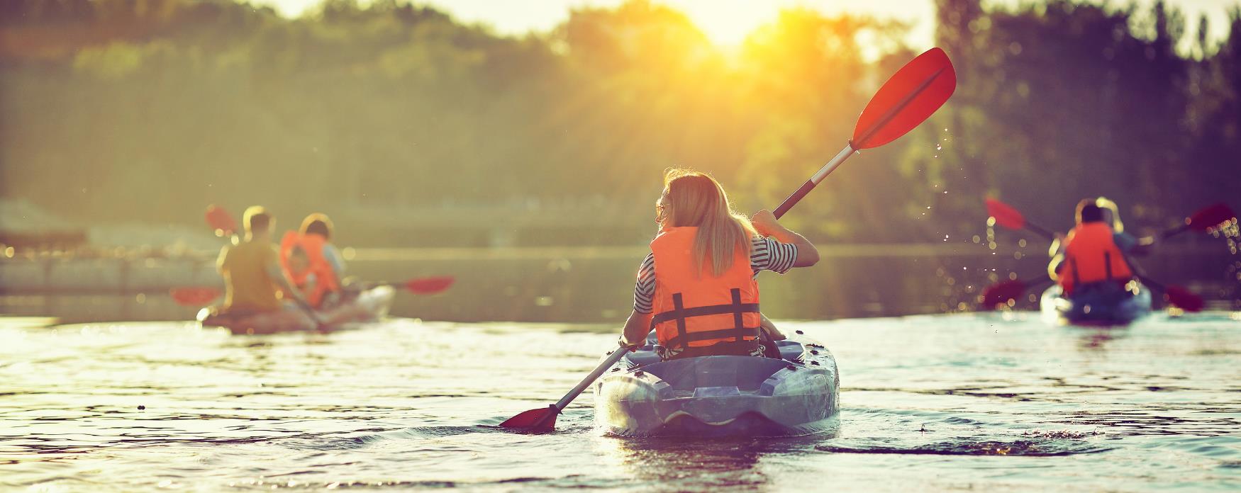 A group of kayakers
