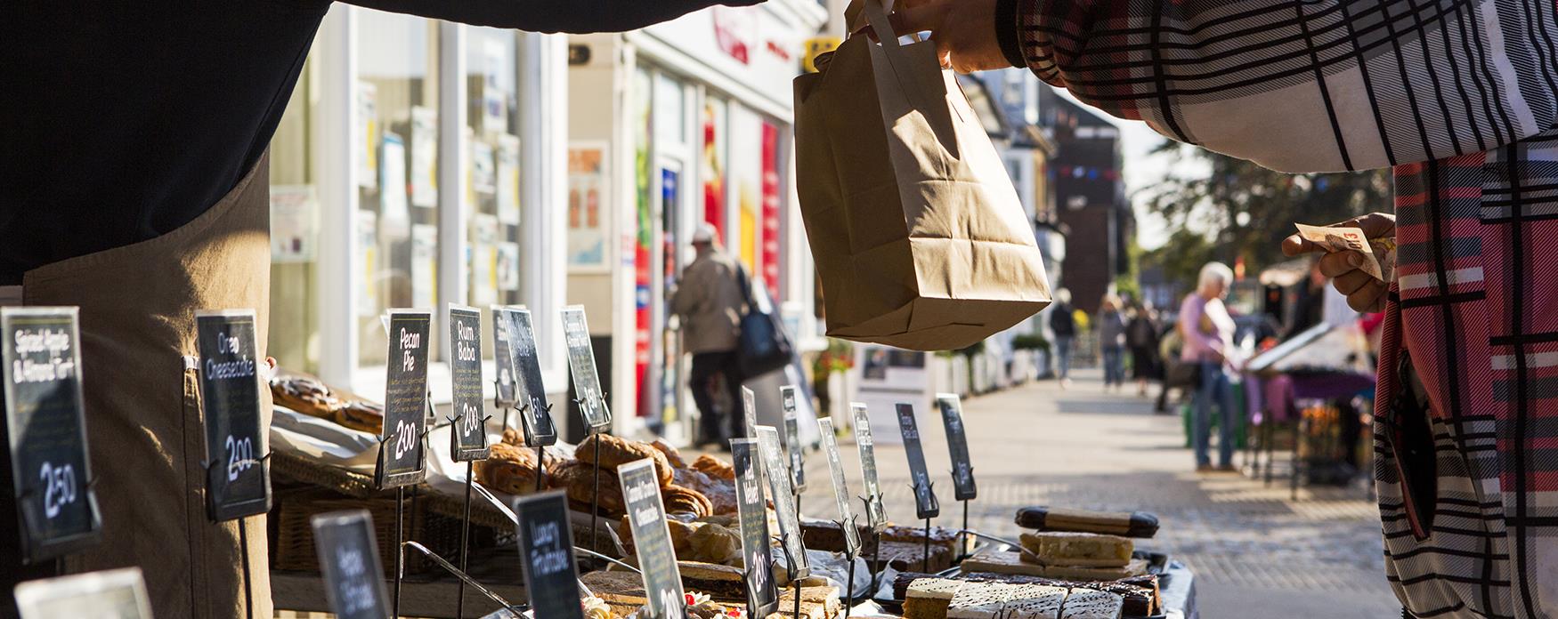 market stall selling food