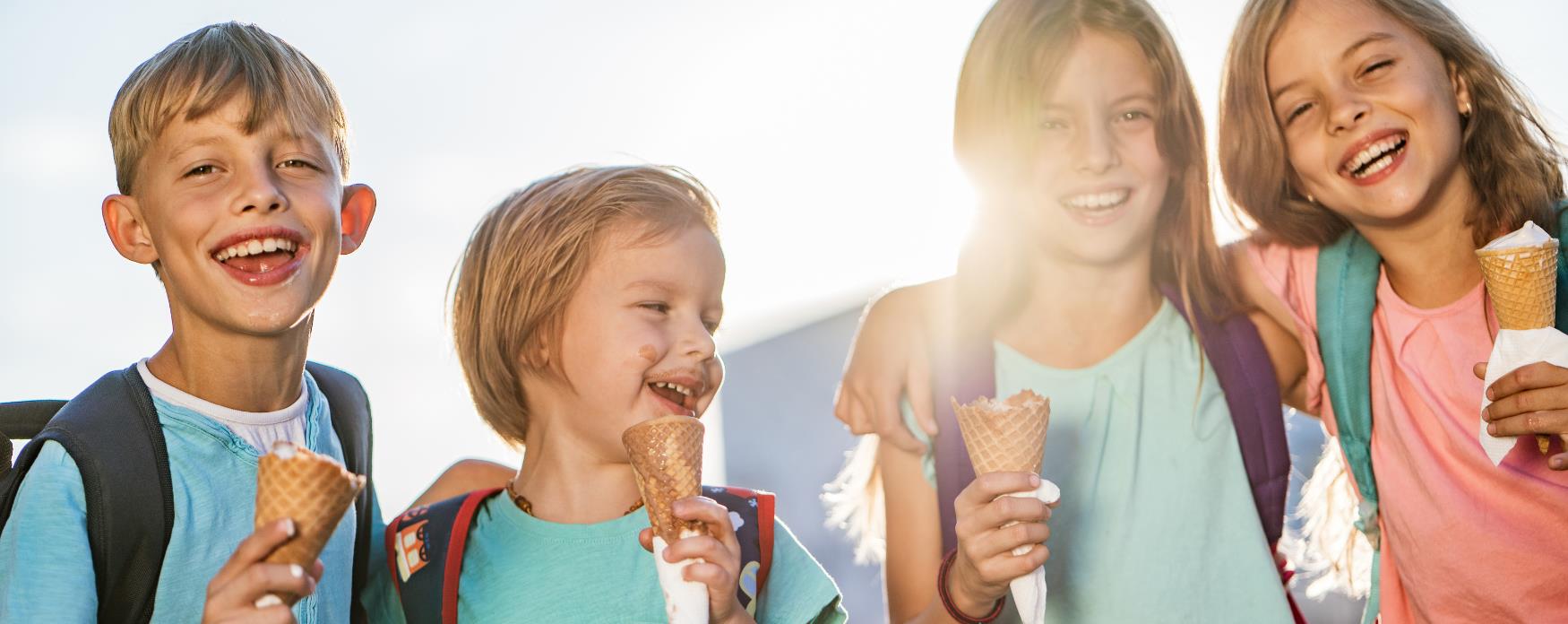 Kids eating ice cream