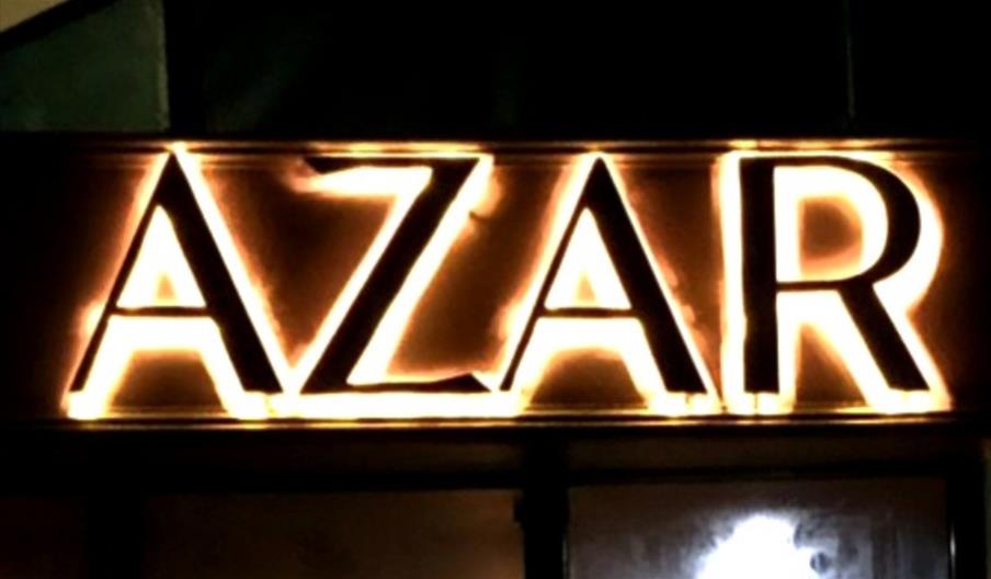 Illuminated sign for Azar Lounge