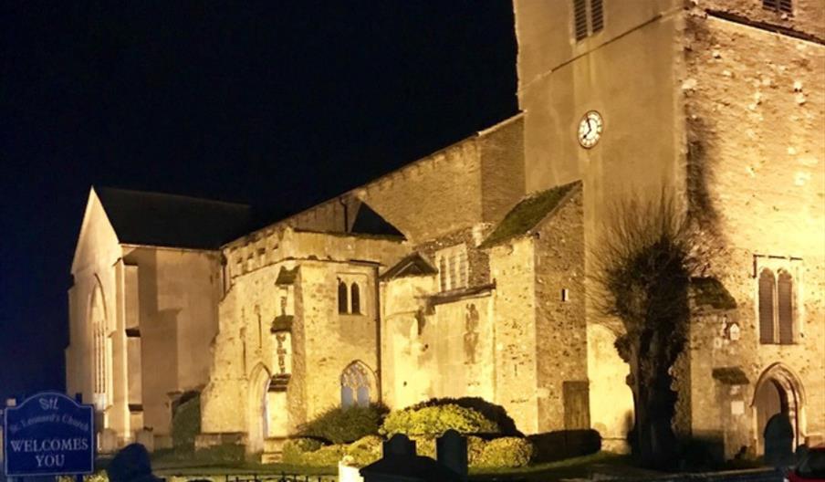 St Leonard's Church lit up at night