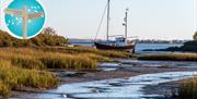 Red boat moored in the creek at Goldhanger, by James Crisp