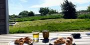 Breakfast, croissants, tea, juice, morning, Mundon, Maldon, Essex, Bramble Hall Farm, Southey Creek Glamping, sunshine