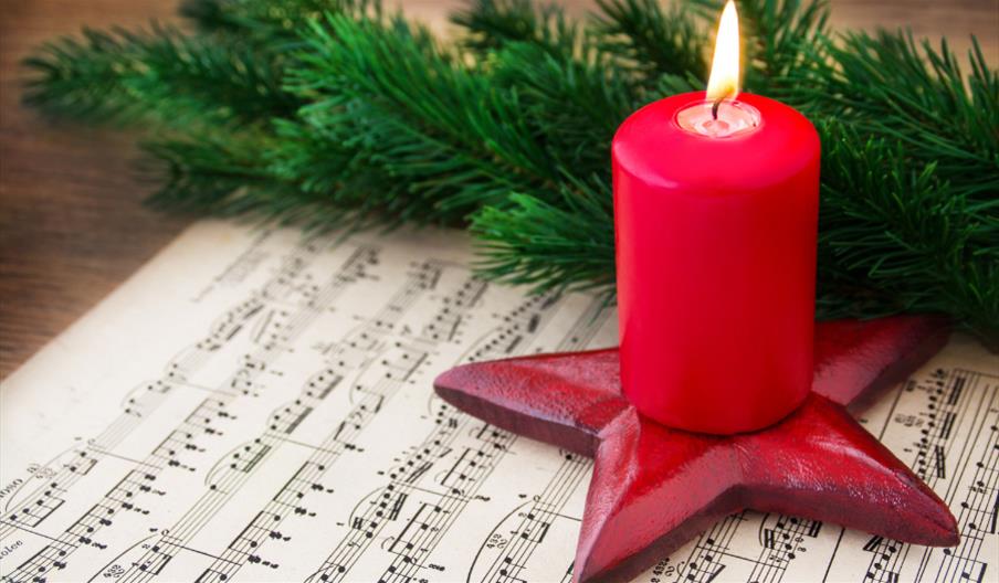 Christmas candle and music