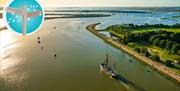 Barge sailing out of Maldon, Aerial Essex