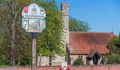 St Nicholas with Tillingham village sign, by James Crisp