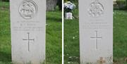 Commonwealth War Graves of Private Stanley Markham, died aged 19, and Second Lieutenant Russell Finch, died aged 23, both in the First World War. Phot