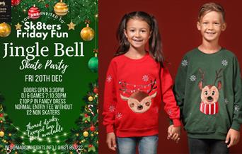 Poster with children in Christmas jumpers