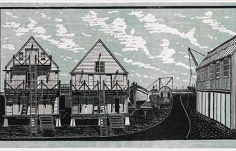 Sail Lofts, Tollesbury by distinguished local artist James Dodds RCA, available to buy at Hayletts Gallery
