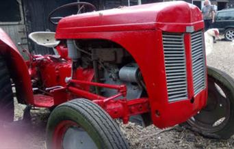 Red tractor at Jacobs Farm