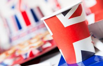 Jubilee themed paper cups and plates