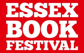 Red and white logo for Essex Book Festival