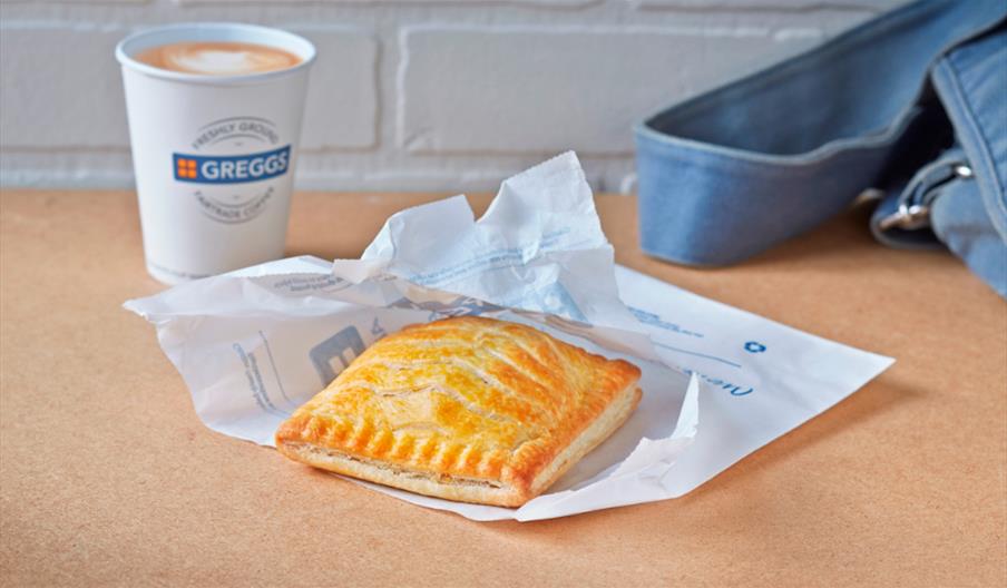 Greggs pasty and coffee