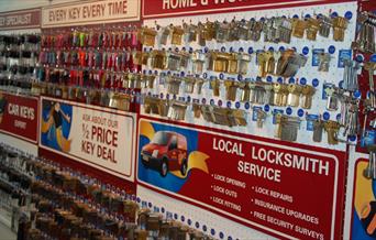 Timpson shop with selection of keys to be cut
