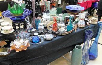 Stall selling antique and vintage china and glass