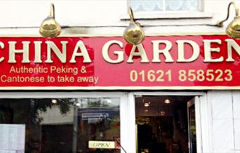 Red sign of China Garden takeaway