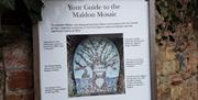 Information explaining Maldon Mosaic with Olympic Torch, barge, jubilee crown and more