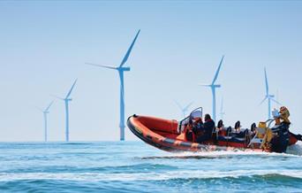 Powerboat Experience Day with offshore wind turbines in the distance