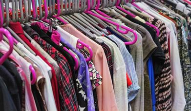 Rail of secondhand clothing