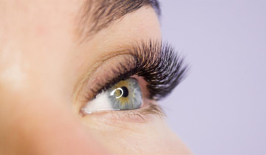 Close up showing eyelash extensions