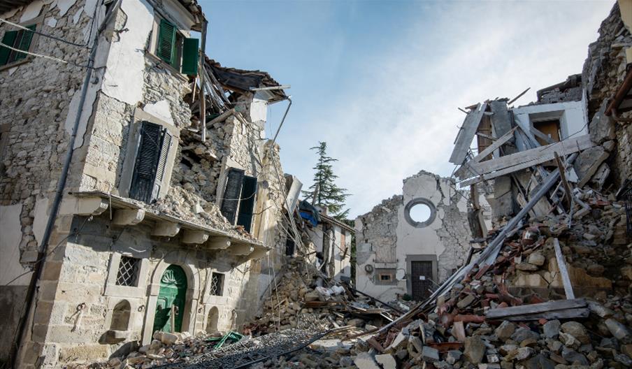 Earthquake destroyed buildings