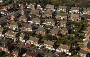 An aerial view of a housing estate.
