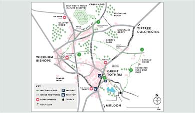 Map of Shut Heath Wood & Great Totham walking route