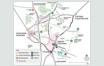 Map of Shut Heath Wood & Great Totham walking route