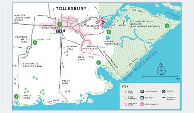 Map of Tollesbury Wick Marshes walking route